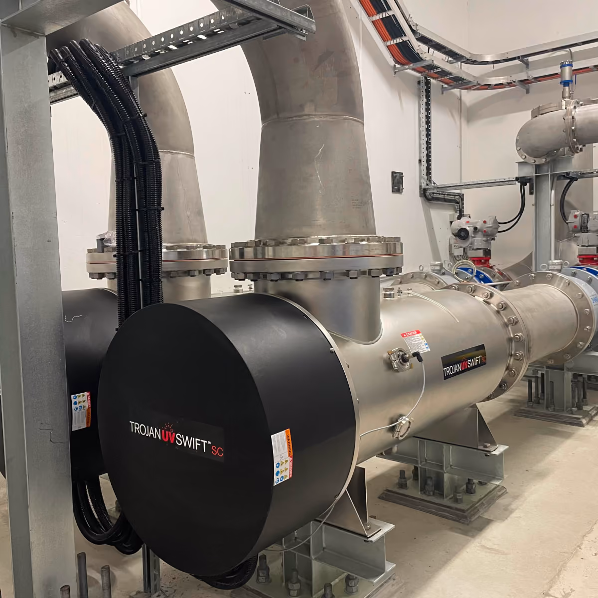 Water-treatment equipment in a plant room