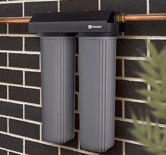Wall-mounted whole-house water filters