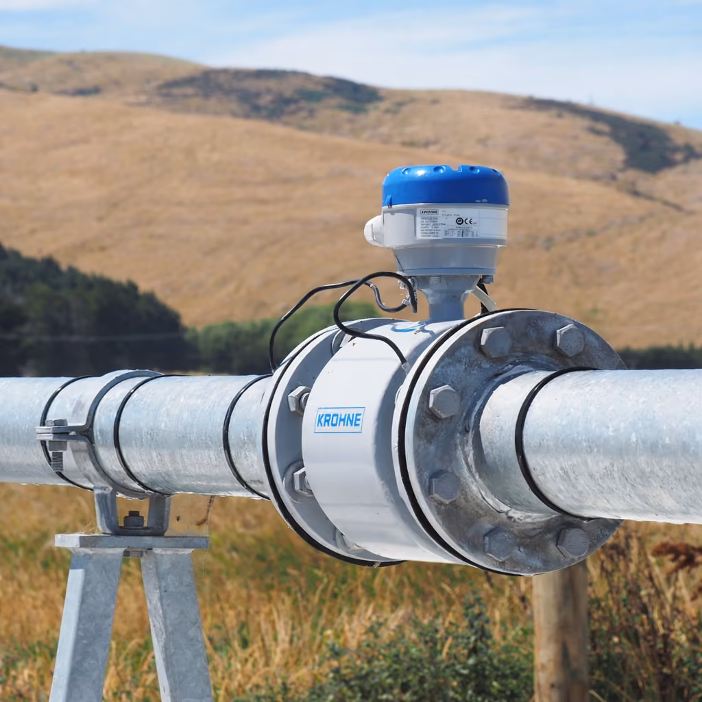 Water meter installed on rural pipework