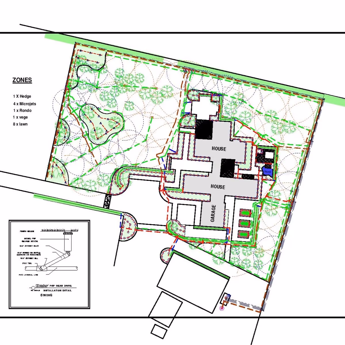 Residential irrigation plan drawing