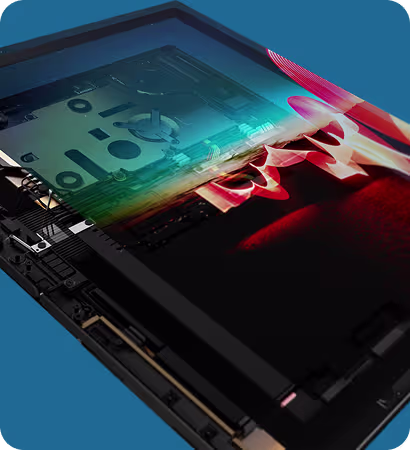 Internal view of Lenovo ThinkPad X1 Fold components and layered display technology.