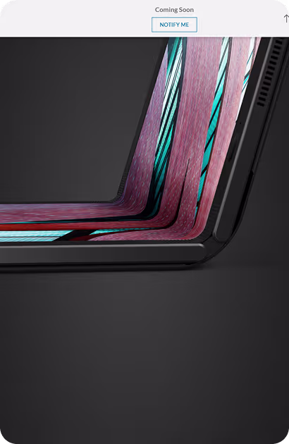 Close up of Lenovo ThinkPad X1 Fold hinge and flexible OLED display.