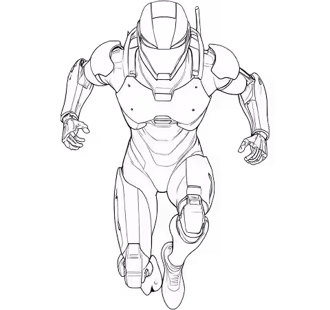 Line art illustration of running robot character created for Lenovo Vision campaign visuals.