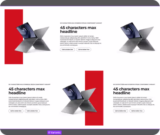 Lenovo event web page layout variations showcasing modular headline and product components.