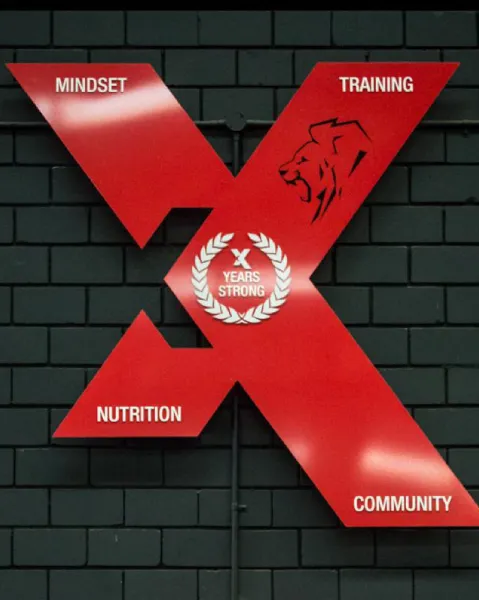 Big red X symbolizing RevX logo brand