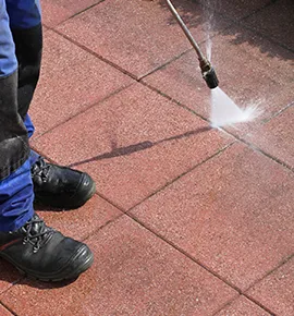 commercial entryway flat work pressure washing heated water gum removal