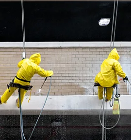 commercial building exterior soft wash black algae and graffiti removal