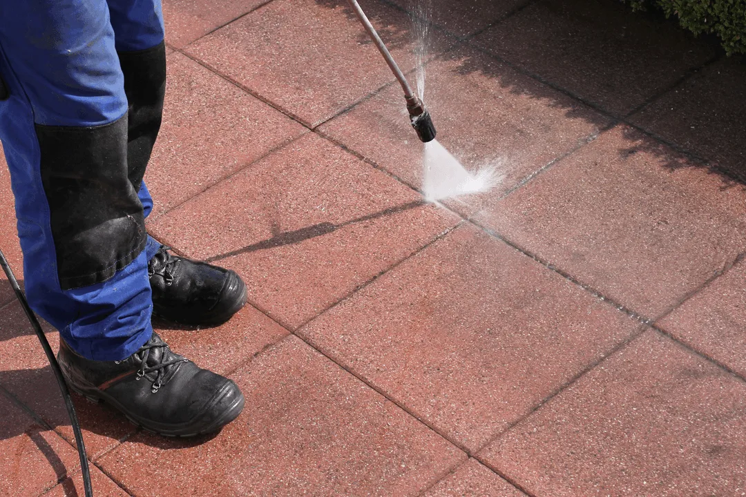 commercial entryway flat work pressure washing heated water gum removal