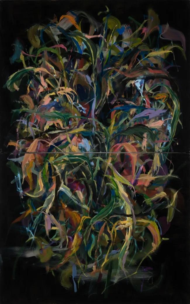 Lucien's Flowers, 2024 — oil on canvas, diptych, by Melissa O'Donnell
