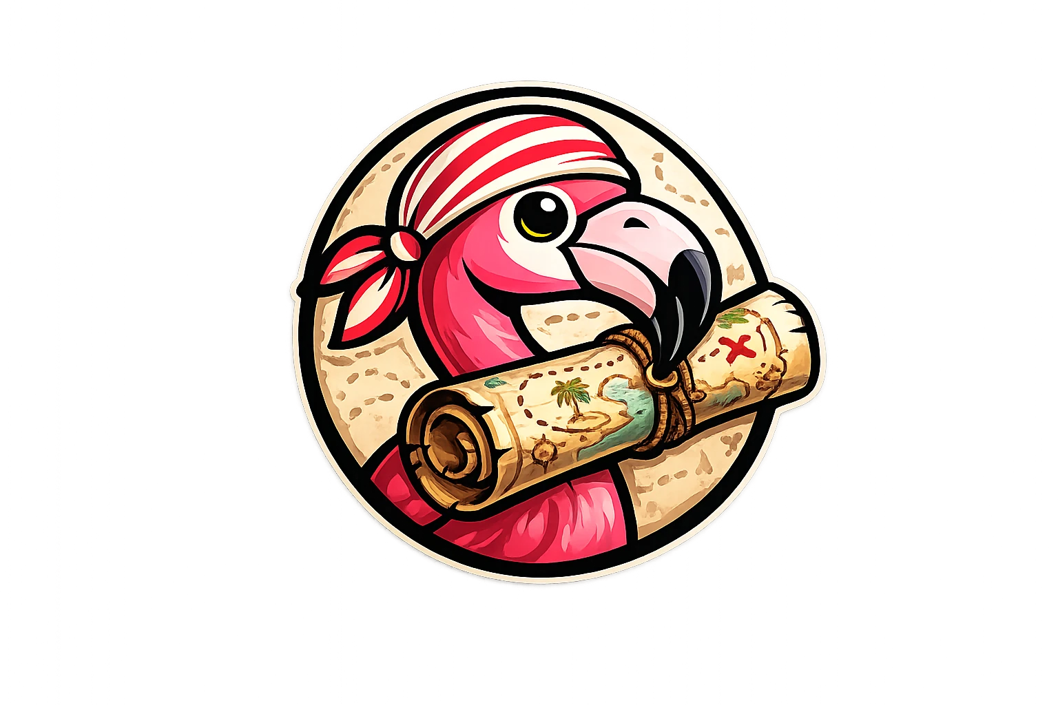 Flamingo Maskottchen mit Karte
