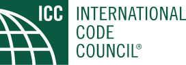 Logo of the International Code Council (ICC) featuring a globe and text.