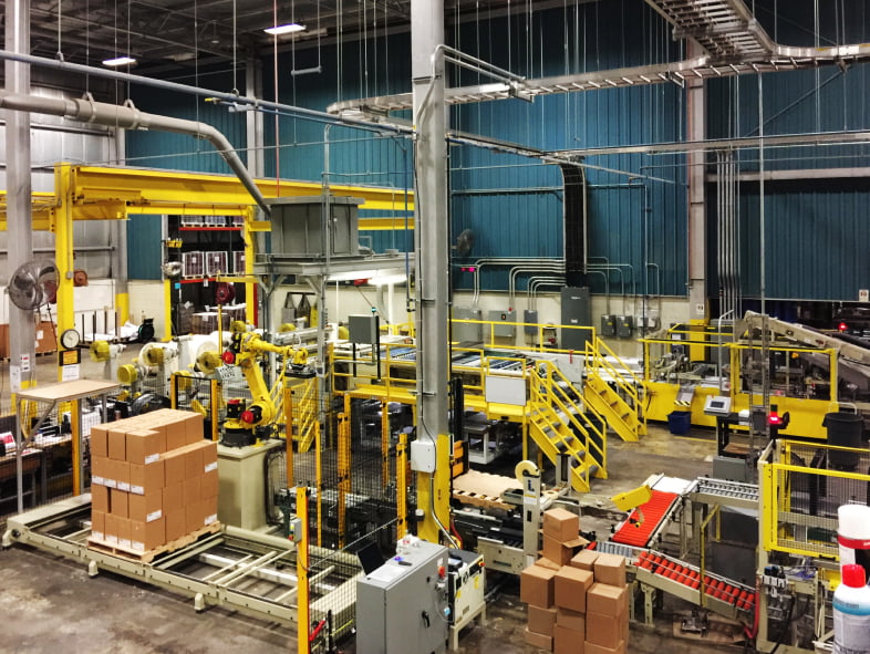 Custom automated production line designed and built for high-volume manufacturing
