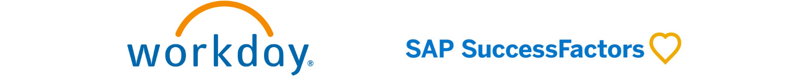 Logos for Workday and SAP SuccessFactors HRIS tools.