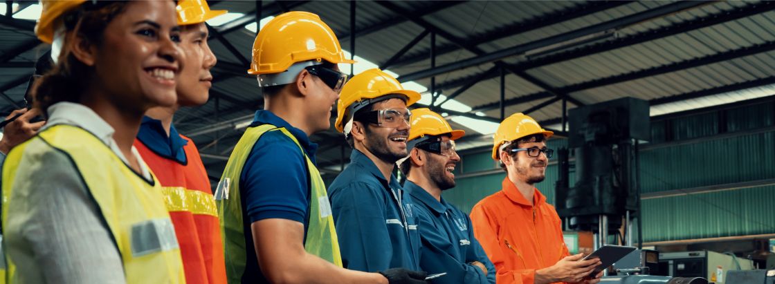 Manufacturing employees in a warehouse