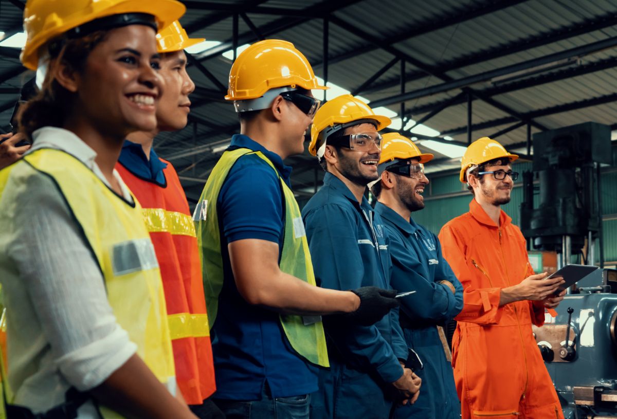 Manufacturing employees in a warehouse