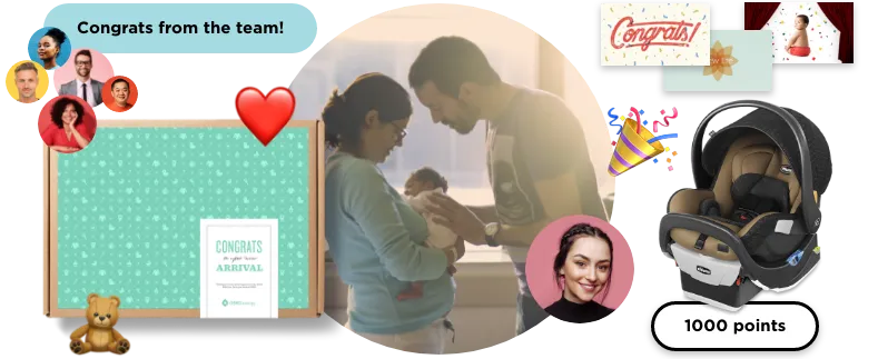 Gifts for new parents from teammates, fulfilled by O.C. Tanner