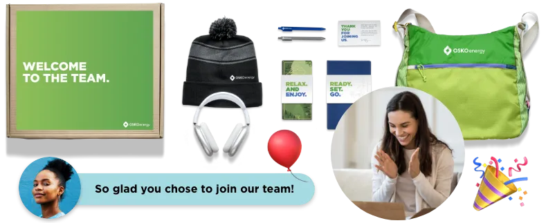 Onboarding gifts for new hires designed by O.C. Tanner