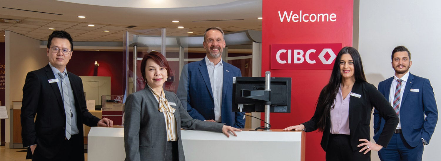 CIBC employees at a bank branch location
