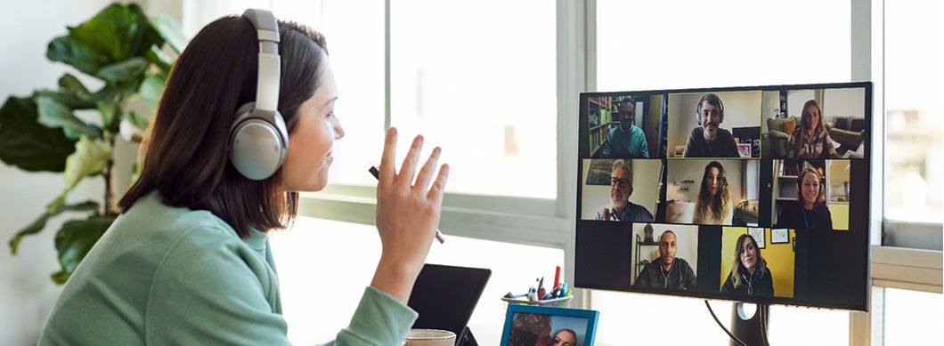 Remote employee calling into a Zoom team meeting