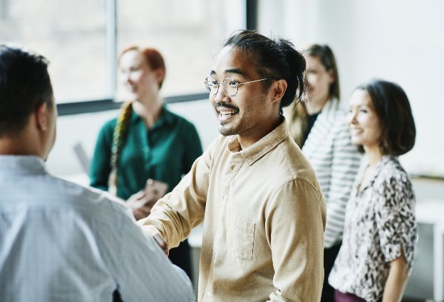 Teammates shaking hands