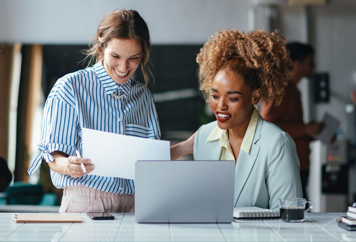 Two employees working in an office