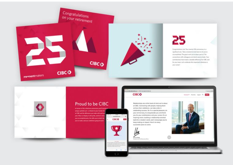 CIBC’s career anniversary award experience with a Yearbook and digital award store to select a gift, powered by O.C. Tanner.