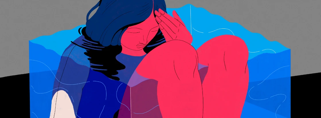 An illustration of a person under water
