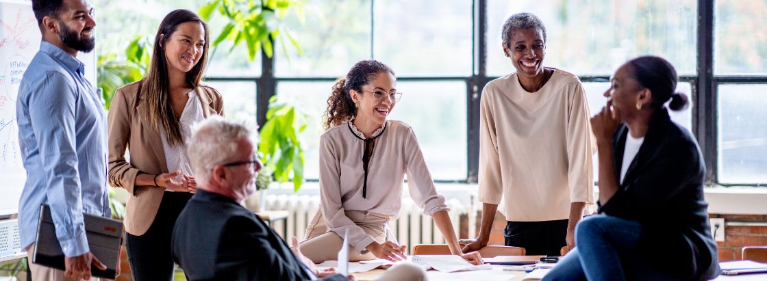 Employees gathered in an office