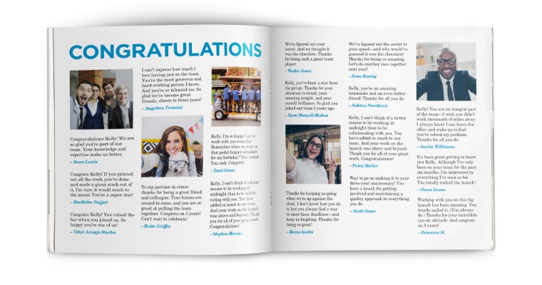 Printed Yearbook for O.C. Tanner career anniversary