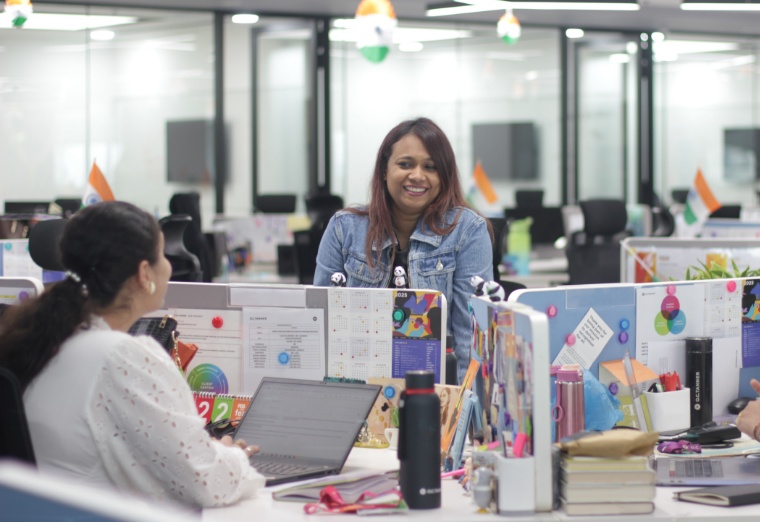 O.C. Tanner India employees in the office together