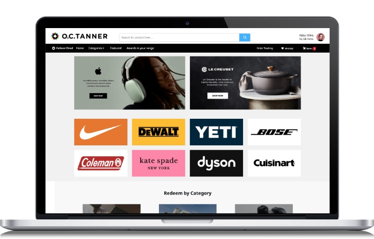 O.C. Tanner’s award store for redeeming points