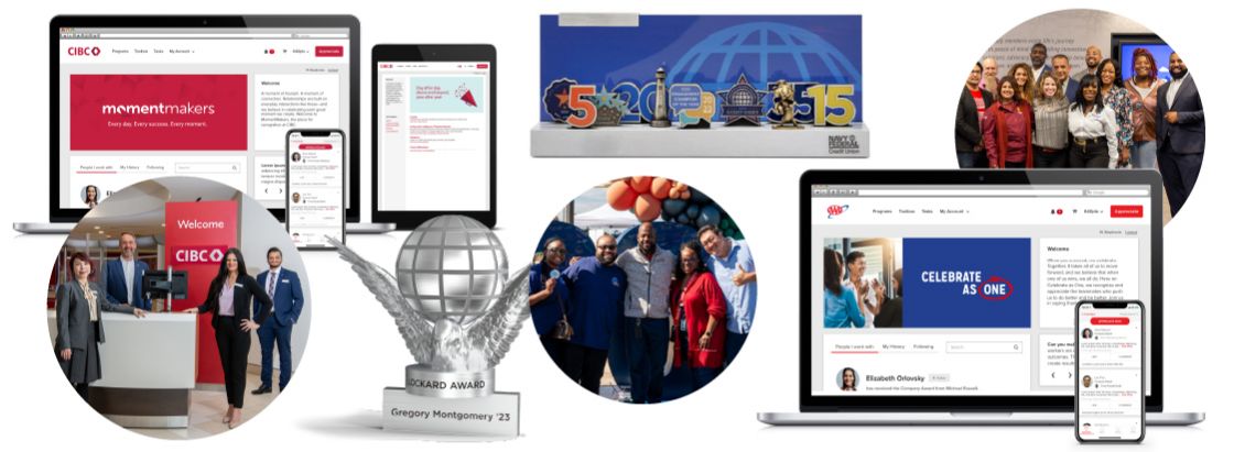 A selection of employee recognition and wellness offerings from O.C. Tanner, including awards, digital experiences, and more.