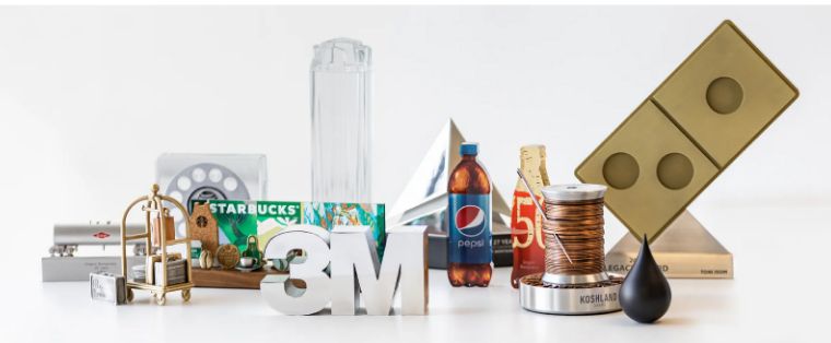 A selection of O.C. Tanner’s custom awards, designed in-house for companies like Domino’s Pizza, Starbucks, Marriott, 3M, Dow and Pepsi