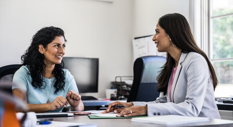 Employees in a meeting together