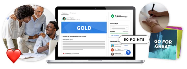 O.C. Tanner’s Culture Cloud tools for sharing recognition (enhanced by AI) across teams.