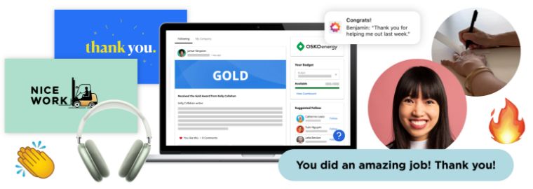 O.C. Tanner’s employee recognition solutions including thank you cards, personal messages, and awards.