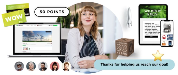 Employee rewards and recognition experiences available on O.C. Tanner’s Culture Cloud recognition platform