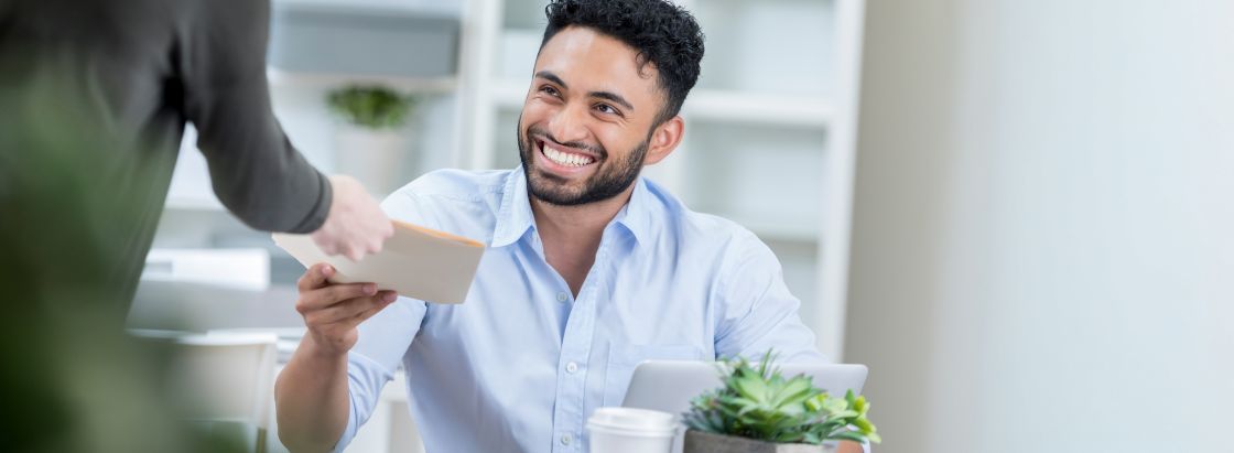 An employee in an office