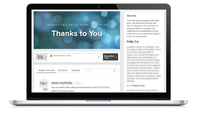 O.C. Tanner HR recognition software shown on computer