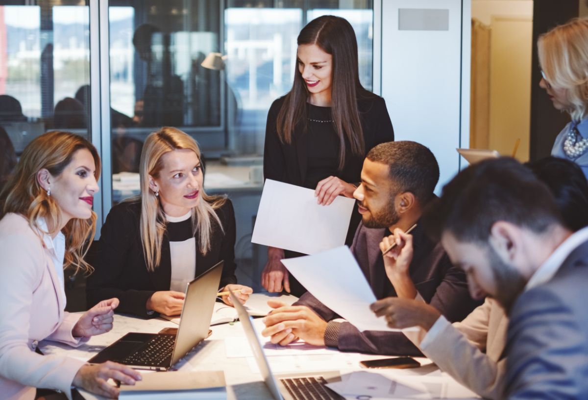 Office workers in a meeting