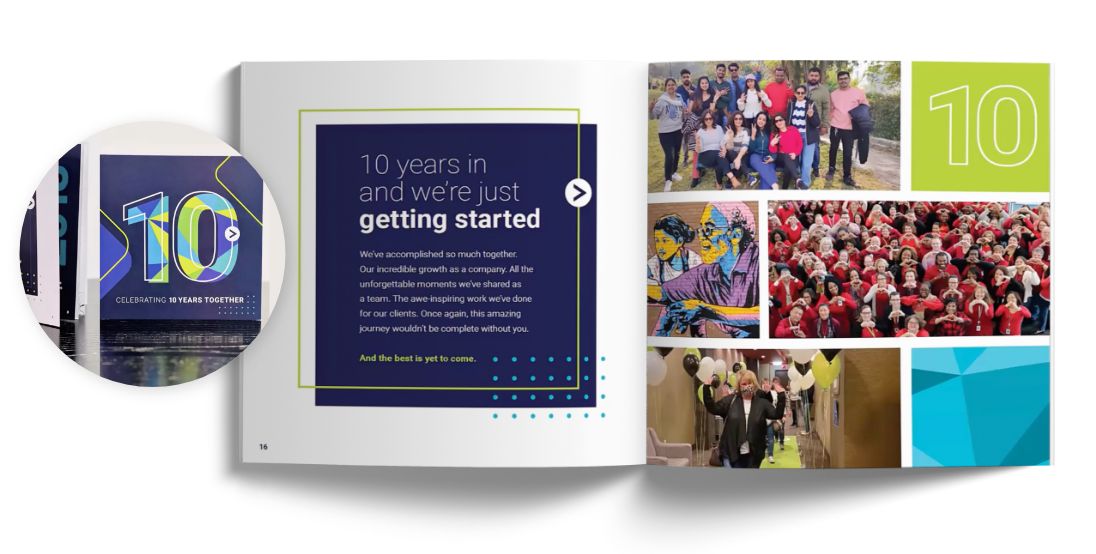 The Culture Cloud Yearbook created by O.C. Tanner for Ensemble Health Partners' 10th anniversary