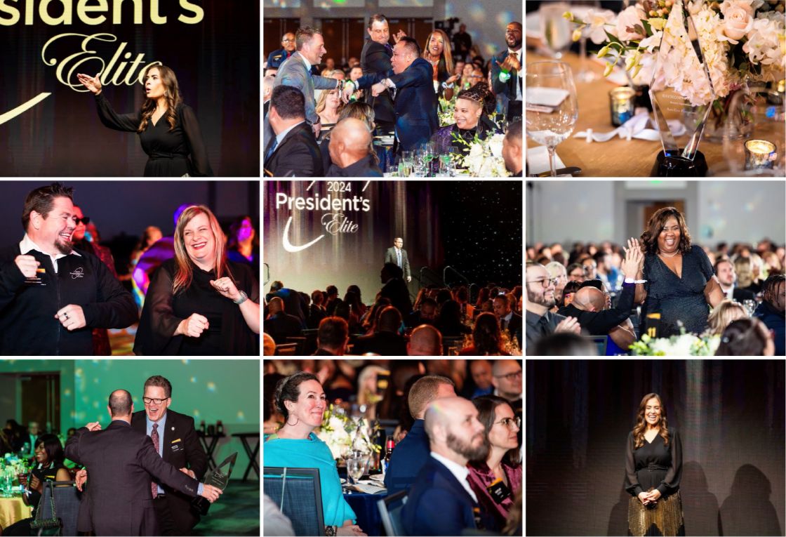 Un collage des employés célébrant ensemble le gala de remise des prix du CAE.