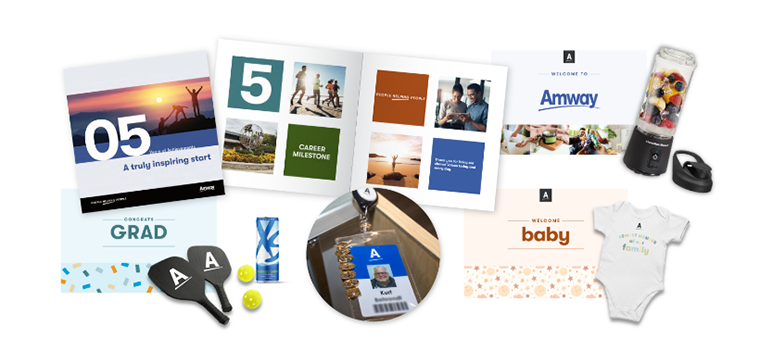 Amway’s custom awards and gifts for celebrating major employee milestones like a new baby or college graduation, fulfilled by O.C. Tanner.
