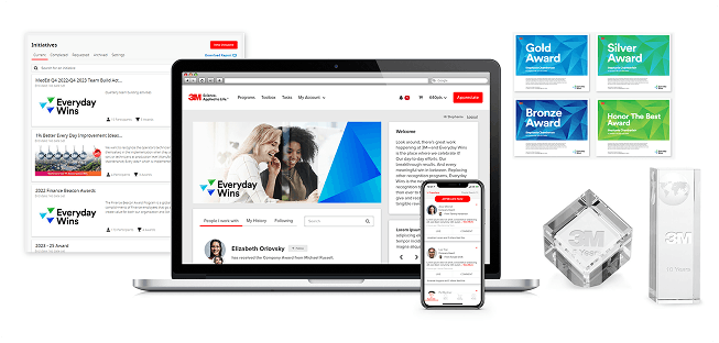 3M’s custom awards and employee recognition mobile app for offline employees.