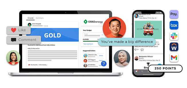 O.C. Tanner’s Culture Cloud employee recognition tools that support feelings of inclusion and hope, and reduce feelings of burnout, including peer to peer recognition tools.