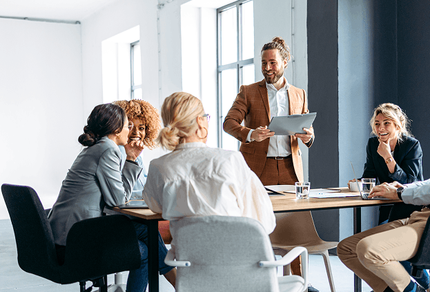Employee presenting in a meeting