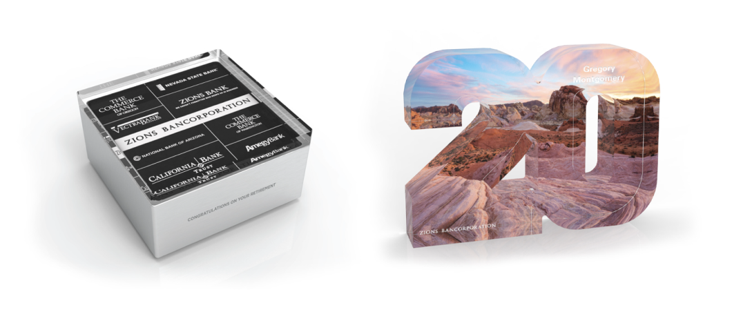 Zions Bank custom retirement awards, developed by O.C. Tanner