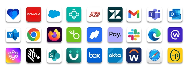 A selection of logos for tools and software that integrate with O.C. Tanner’s Culture Cloud recognition platform.