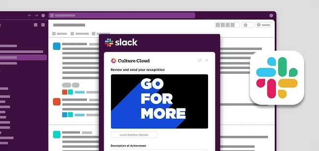 O.C. Tanner's Culture Cloud Slack integration for sharing recognition in the flow of work.