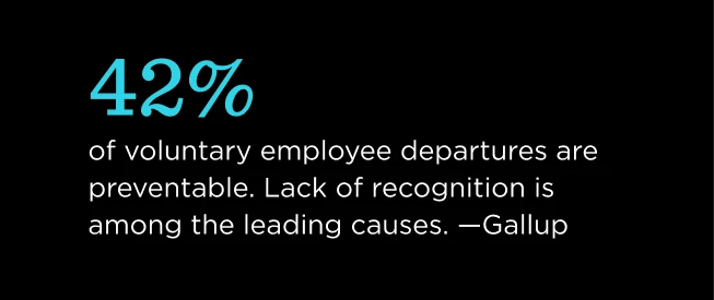 42% des départs volontaires des employés sont évitables. Le manque de reconnaissance est l’une des principales causes. —Gallup